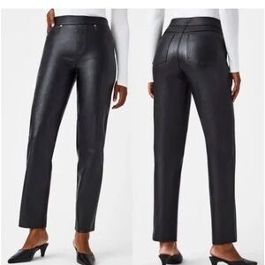Spanx Black Luxe Slim Straight pant Faux Leather Size Womens 3X(Tall) NWT